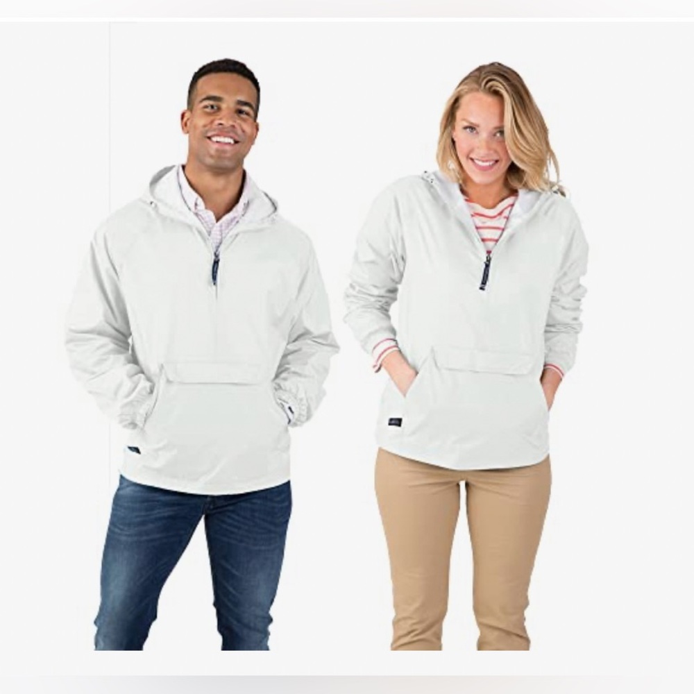 Charles River Apparel unisex white pullover rain jacket large NWT